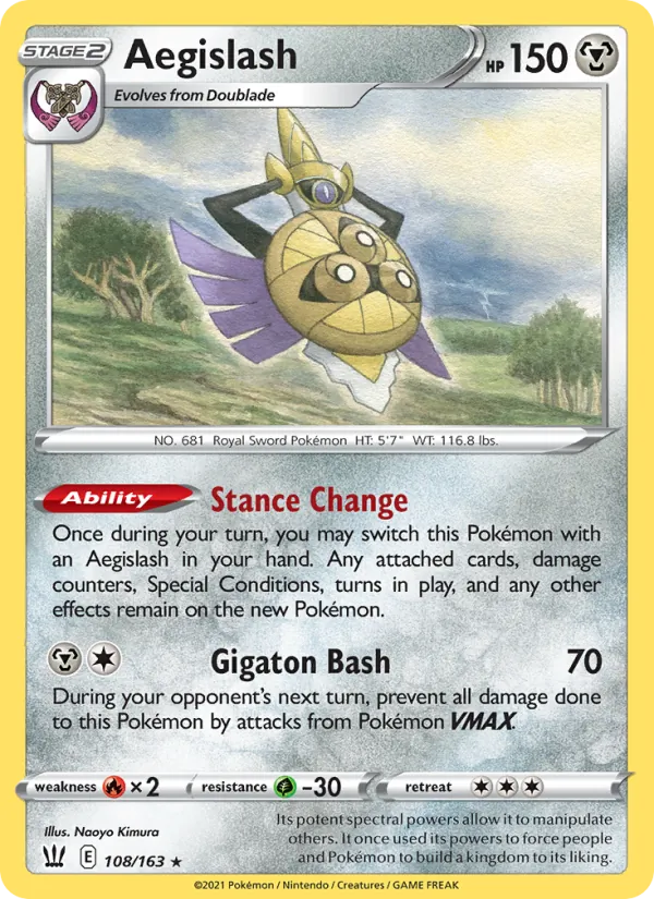 Aegislash 108/163  - Reverse Holofoil SWSH05 Battle Styles - Rare