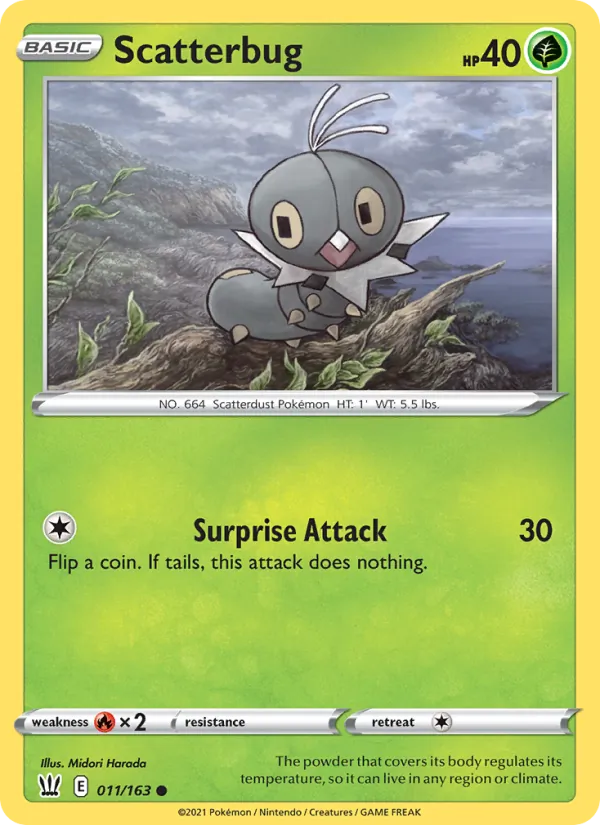 Scatterbug 11/163  - Reverse Holofoil SWSH05 Battle Styles - Common