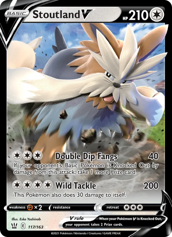 Stoutland V 117/163  - Holofoil SWSH05 Battle Styles - Holo Rare V