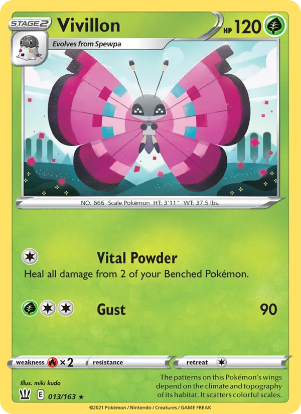 Vivillon 13/163  - Reverse Holofoil SWSH05 Battle Styles - Rare