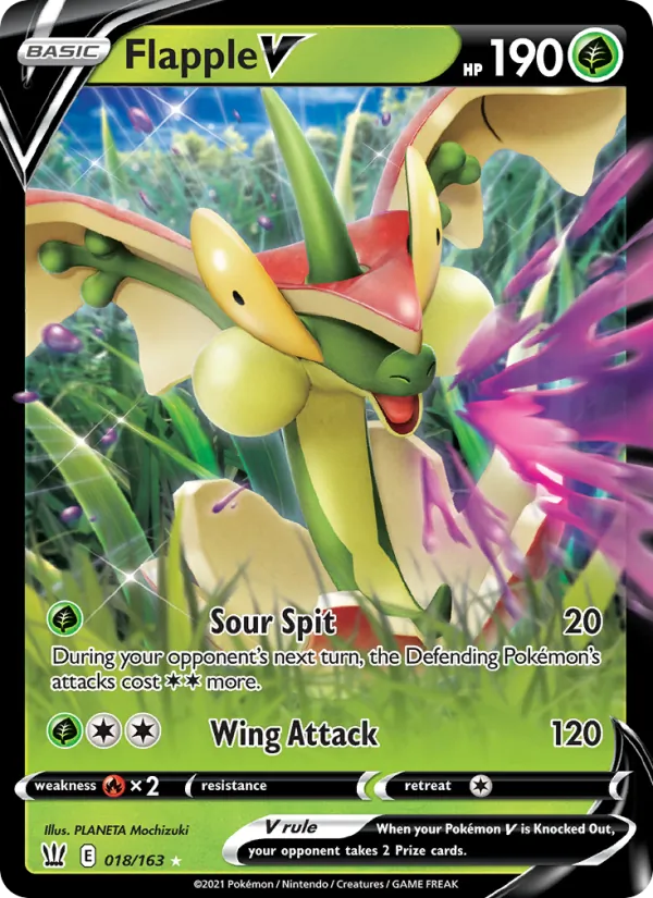 Flapple V 18/163  - Holofoil SWSH05 Battle Styles - Holo Rare V