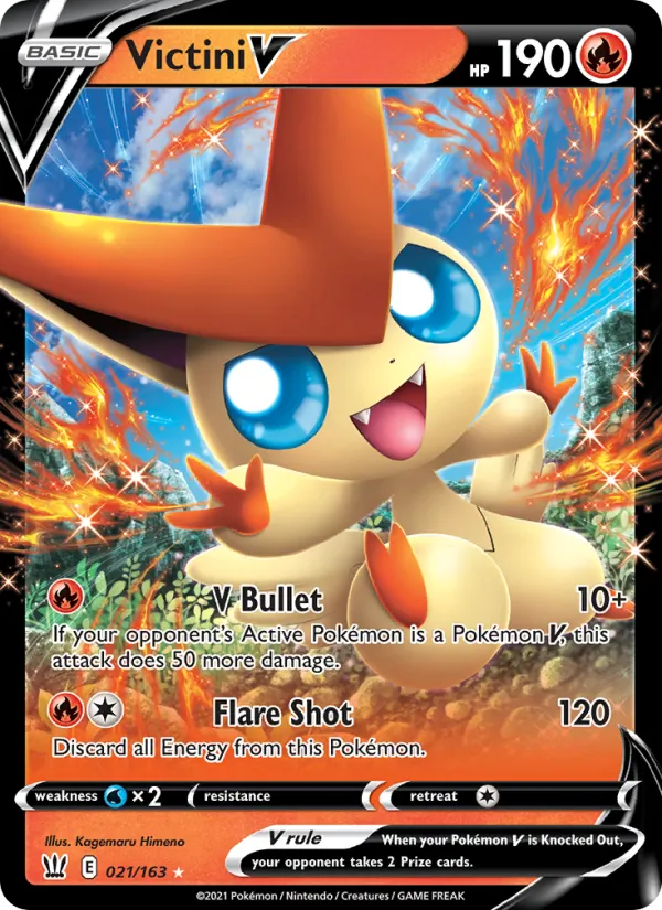 Victini V 21/163  - Holofoil SWSH05 Battle Styles - Holo Rare V