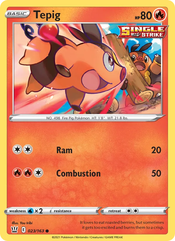 Tepig 23/163  - Reverse Holofoil SWSH05 Battle Styles - Common