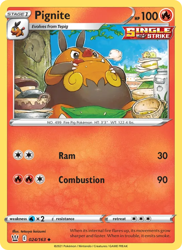 Pignite 24/163  - Reverse Holofoil SWSH05 Battle Styles - Uncommon