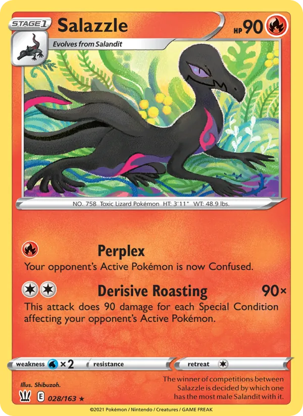 Salazzle 28/163  - Reverse Holofoil SWSH05 Battle Styles - Rare