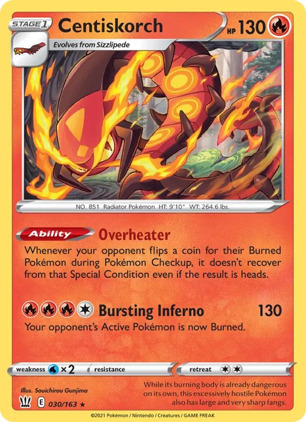 Centiskorch 30/163  - Reverse Holofoil SWSH05 Battle Styles - Rare