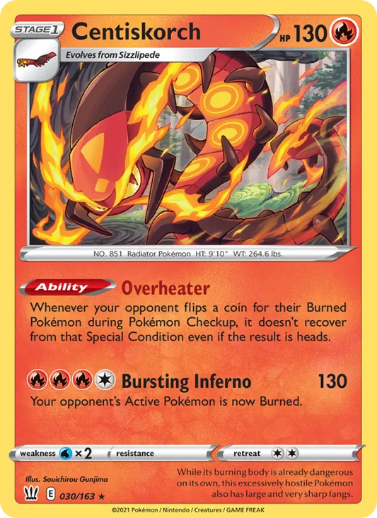 Centiskorch 30/163  - Reverse Holofoil SWSH05 Battle Styles - Rare