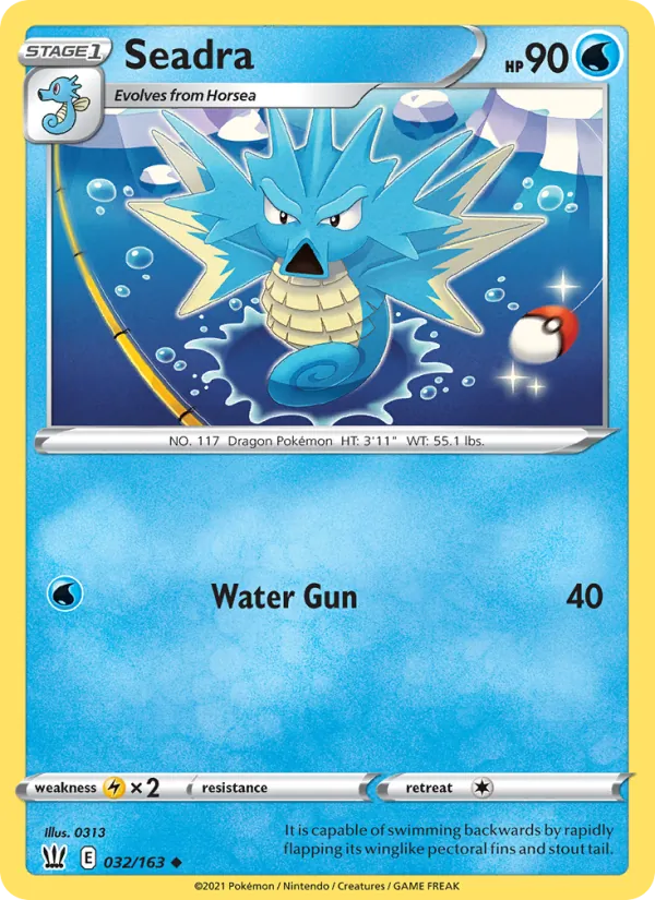Seadra 32/163  - Reverse Holofoil SWSH05 Battle Styles - Uncommon