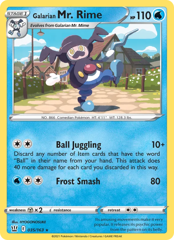Galarian Mr. Rime 35/163  - Reverse Holofoil SWSH05 Battle Styles - Rare