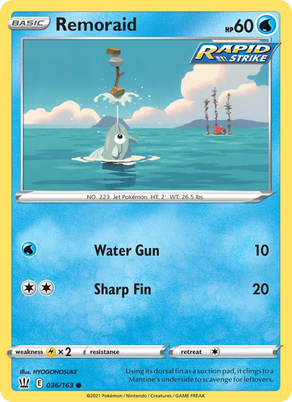 Remoraid 36/163  - Reverse Holofoil SWSH05 Battle Styles - Common