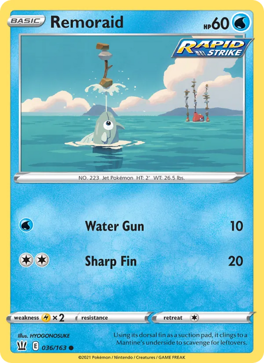 Remoraid 36/163  - Reverse Holofoil SWSH05 Battle Styles - Common