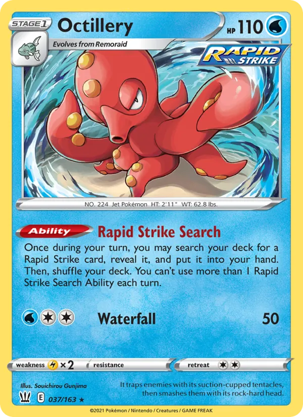 Octillery 37/163  - Holofoil SWSH05 Battle Styles - Holo Rare