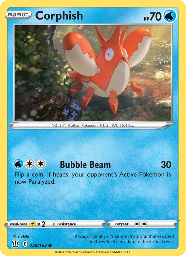 Corphish 38/163  - Reverse Holofoil SWSH05 Battle Styles - Common