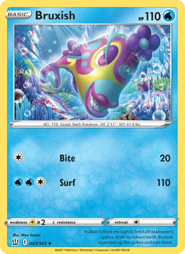 Bruxish 43/163  - Reverse Holofoil SWSH05 Battle Styles - Uncommon