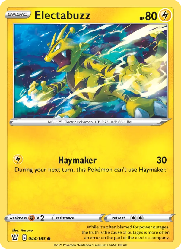 Electabuzz 44/163  - Reverse Holofoil SWSH05 Battle Styles - Common
