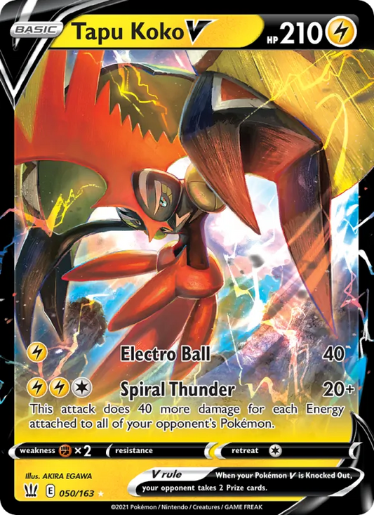 Tapu Koko V 50/163  - Holofoil SWSH05 Battle Styles - Holo Rare V