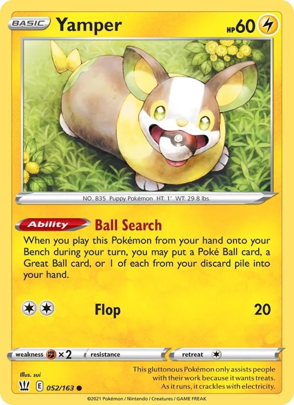 Yamper 52/163  - Reverse Holofoil SWSH05 Battle Styles - Common