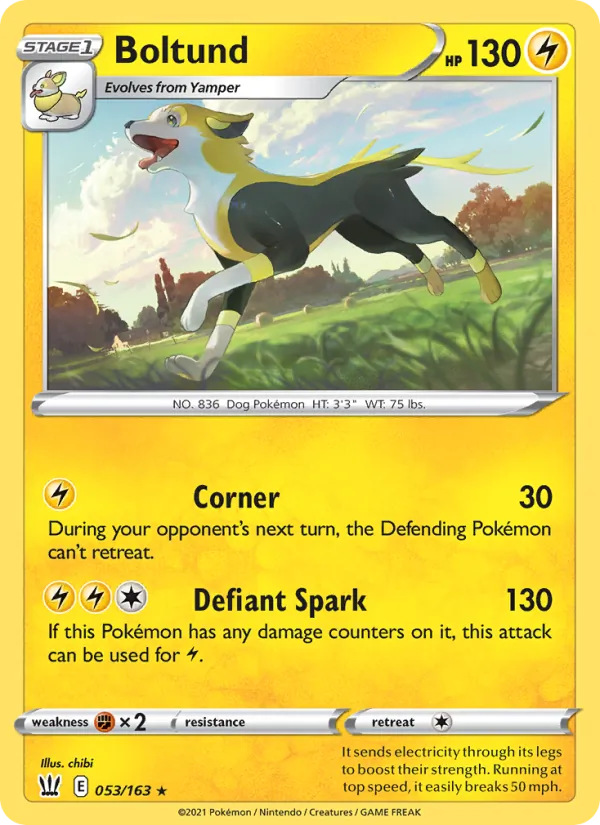 Boltund 53/163  - Reverse Holofoil SWSH05 Battle Styles - Rare