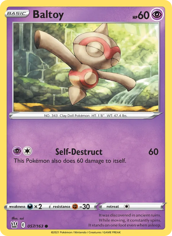 Baltoy 57/163  - Reverse Holofoil SWSH05 Battle Styles - Common