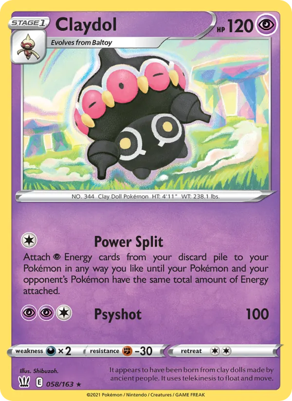 Claydol 58/163  - Reverse Holofoil SWSH05 Battle Styles - Rare