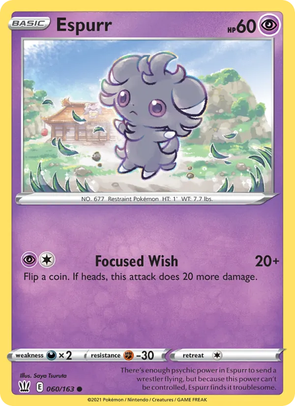 Espurr 60/163  - Reverse Holofoil SWSH05 Battle Styles - Common
