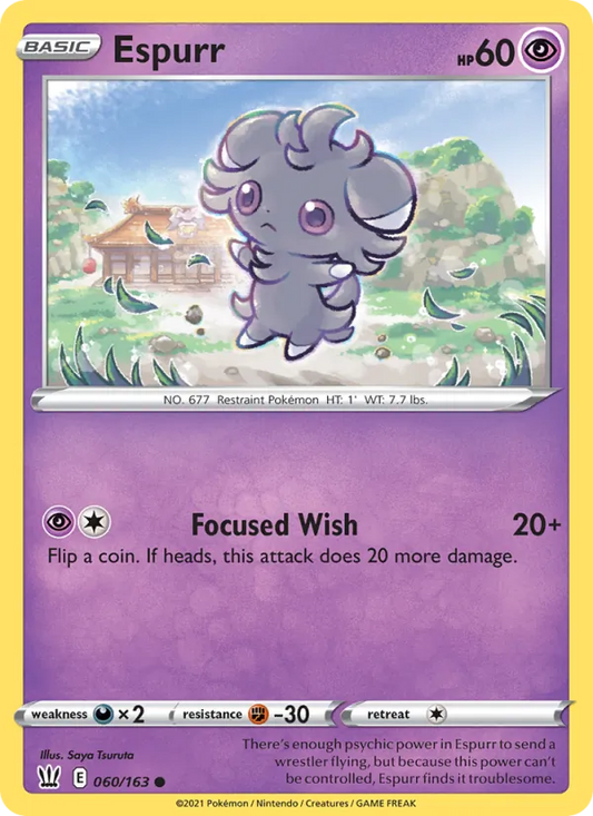 Espurr 60/163  - Reverse Holofoil SWSH05 Battle Styles - Common