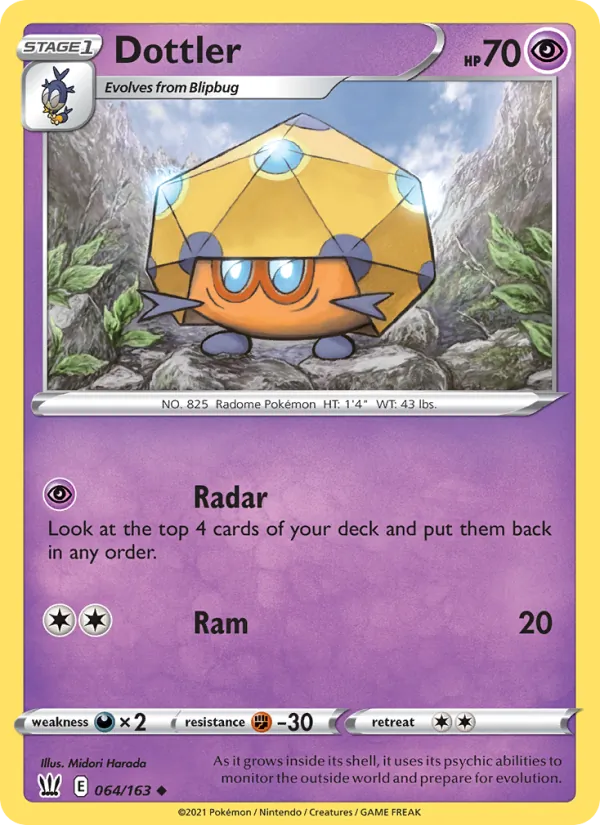 Dottler 64/163  - Reverse Holofoil SWSH05 Battle Styles - Uncommon