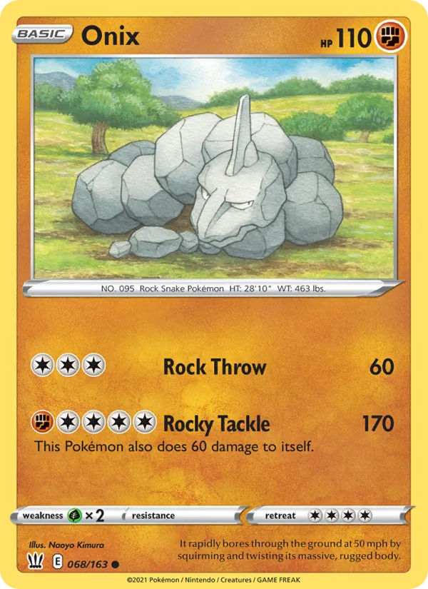 Onix 68/163  - Reverse Holofoil SWSH05 Battle Styles - Common