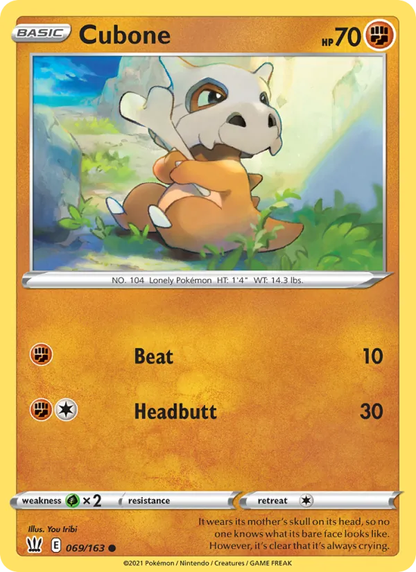 Cubone 69/163  - Reverse Holofoil SWSH05 Battle Styles - Common