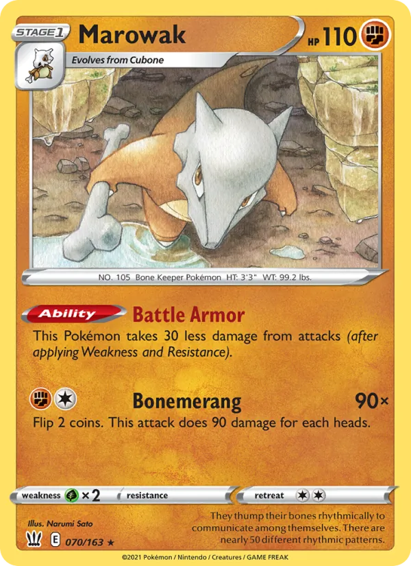 Marowak 70/163  - Reverse Holofoil SWSH05 Battle Styles - Rare