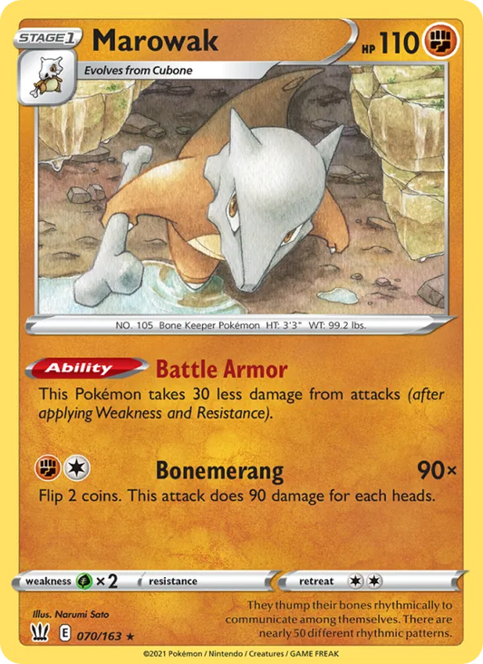 Marowak 70/163  - Reverse Holofoil SWSH05 Battle Styles - Rare