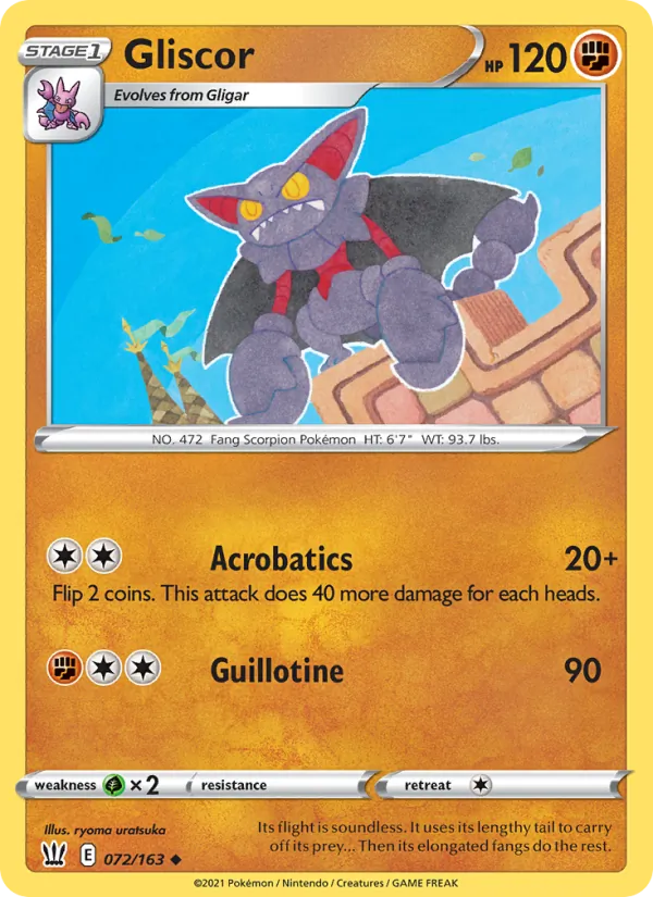 Gliscor 72/163  - Reverse Holofoil SWSH05 Battle Styles - Uncommon