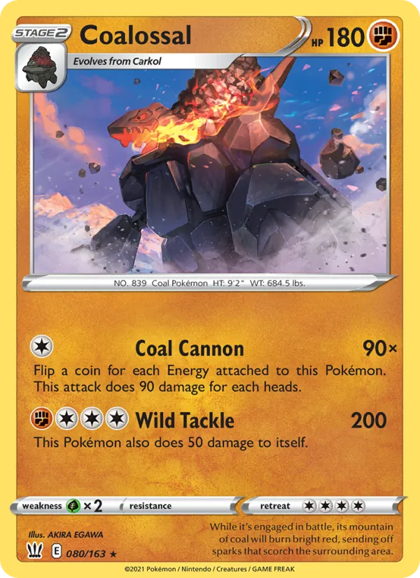 Coalossal 80/163  - Holofoil SWSH05 Battle Styles - Holo Rare