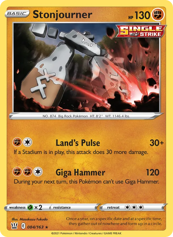 Stonjourner 84/163  - Reverse Holofoil SWSH05 Battle Styles - Rare