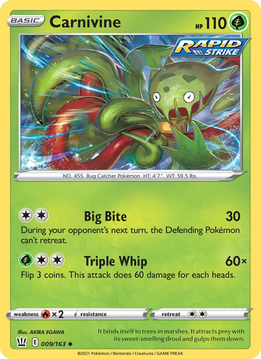 Carnivine 9/163  - Reverse Holofoil SWSH05 Battle Styles - Uncommon