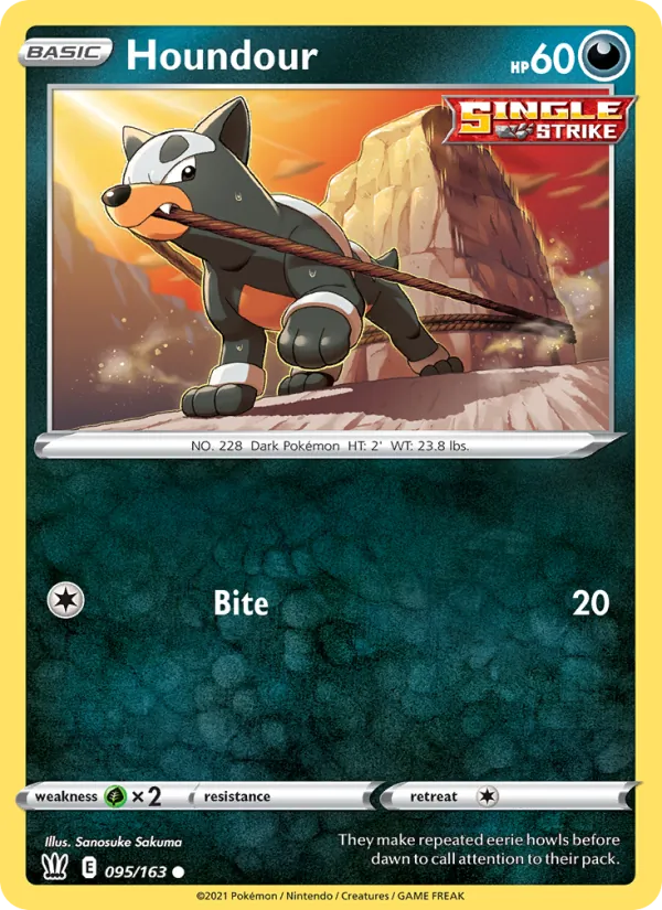 Houndour 95/163  - Reverse Holofoil SWSH05 Battle Styles - Common