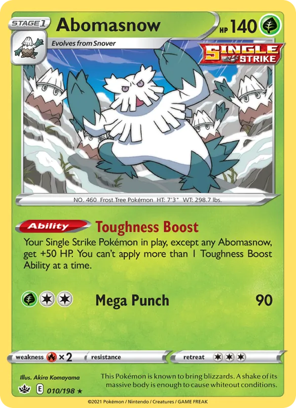 Abomasnow 10/198  - Reverse Holofoil SWSH06 Chilling Reign - Rare