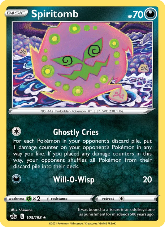 Spiritomb 103/198  - Reverse Holofoil SWSH06 Chilling Reign - Rare