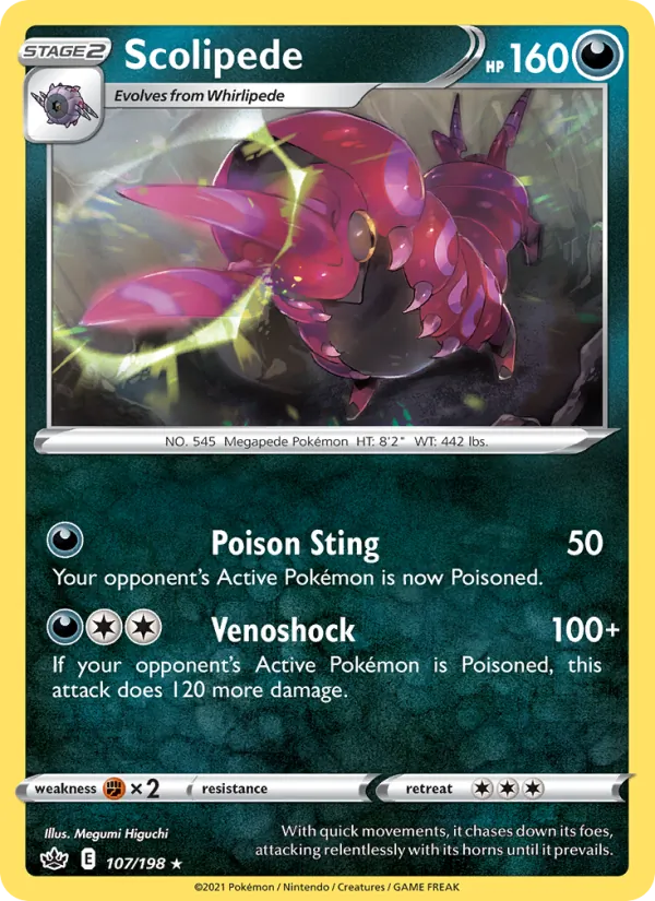 Scolipede 107/198  - Reverse Holofoil SWSH06 Chilling Reign - Rare
