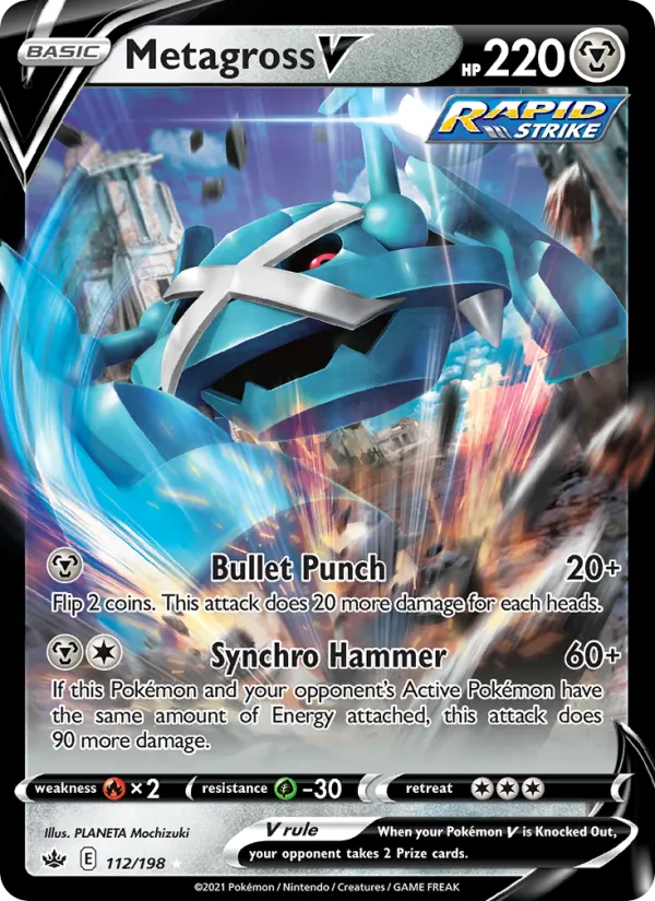 Metagross V 112/198  - Holofoil SWSH06 Chilling Reign - Holo Rare V