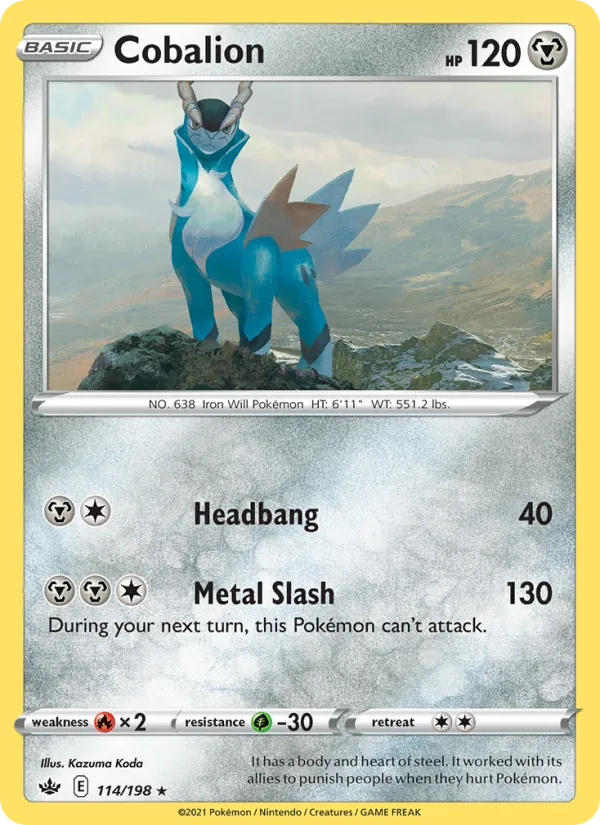 Cobalion 114/198  - Reverse Holofoil SWSH06 Chilling Reign - Holo Rare