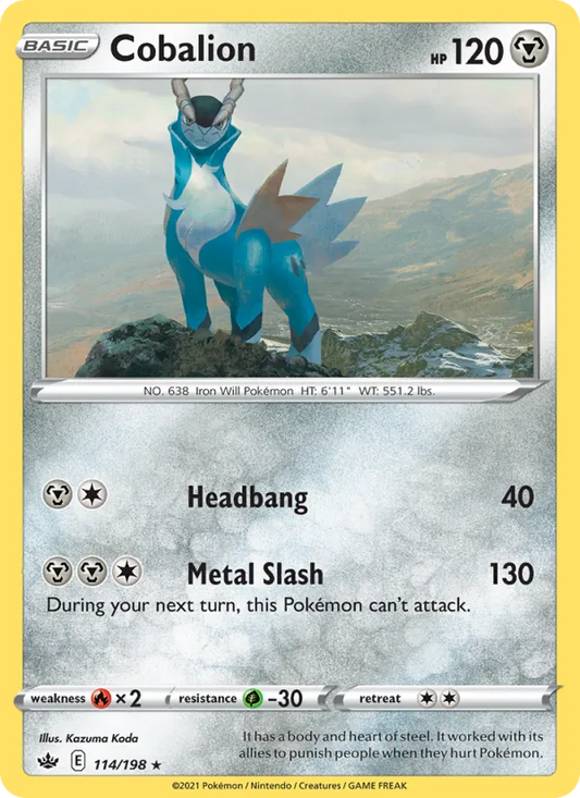 Cobalion 114/198  - Reverse Holofoil SWSH06 Chilling Reign - Holo Rare