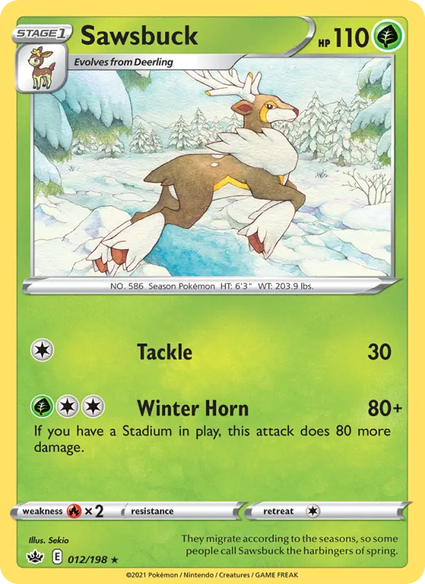 Sawsbuck 12/198  - Reverse Holofoil SWSH06 Chilling Reign - Rare