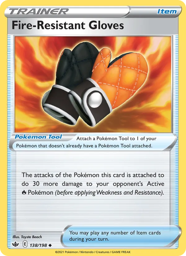 Fire-Resistant Gloves 138/198  - Reverse Holofoil SWSH06 Chilling Reign - Uncommon