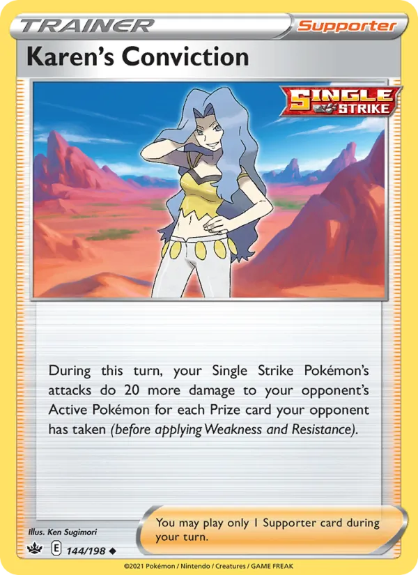 Karen's Conviction 144/198  - Reverse Holofoil SWSH06 Chilling Reign - Uncommon