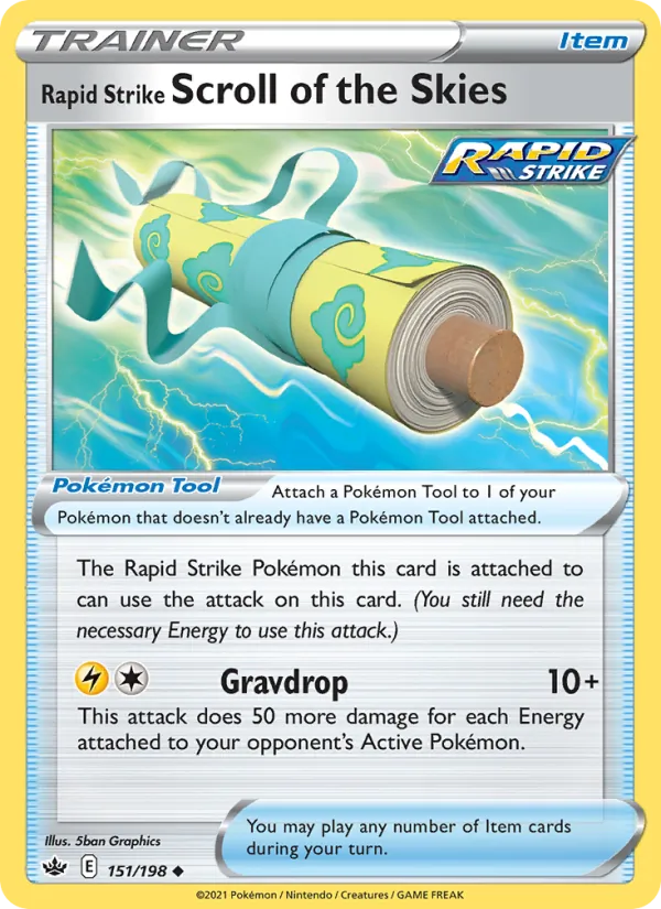 Rapid Strike Scroll of the Skies 151/198  - Reverse Holofoil SWSH06 Chilling Reign - Uncommon