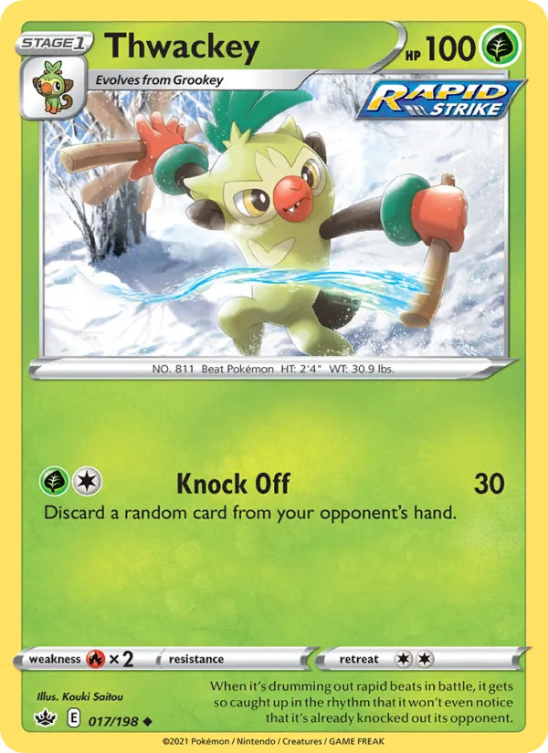 Thwackey 17/198  - Reverse Holofoil SWSH06 Chilling Reign - Uncommon