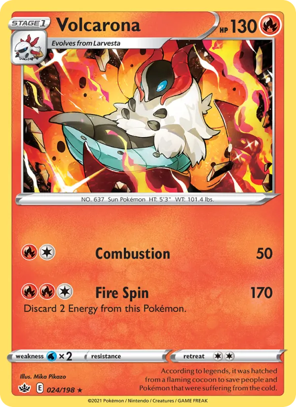 Volcarona 24/198  - Reverse Holofoil SWSH06 Chilling Reign - Rare