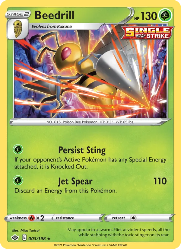 Beedrill 3/198  - Reverse Holofoil SWSH06 Chilling Reign - Holo Rare