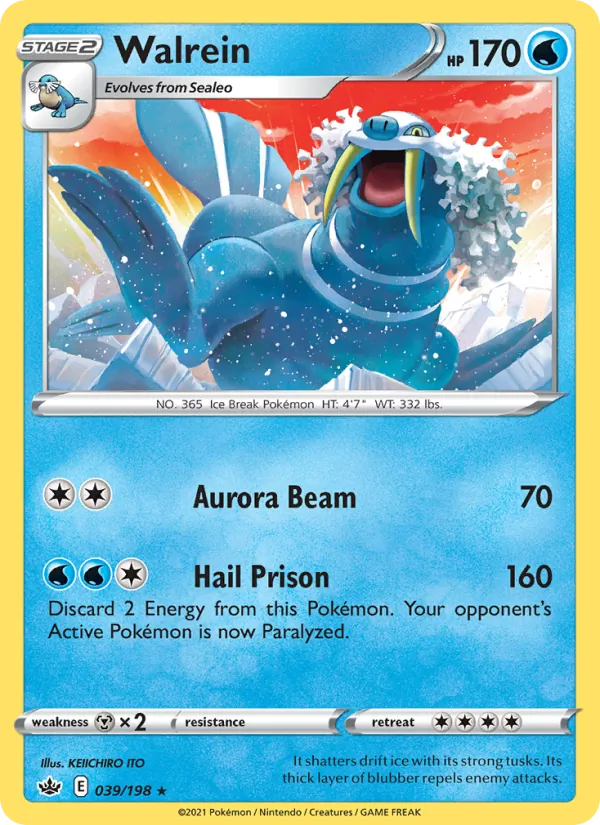 Walrein 39/198  - Reverse Holofoil SWSH06 Chilling Reign - Rare
